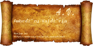 Ambrózy Valéria névjegykártya